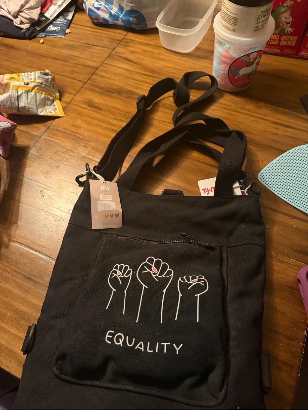 Equality Graphic Crossbody Tote Bag - Black